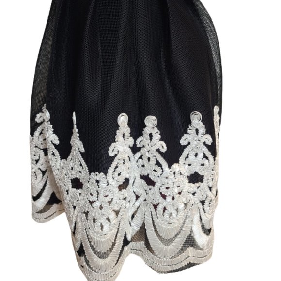 Stunning Black Cocktail Dress with White Accents by Jenn - Picture 11 of 16